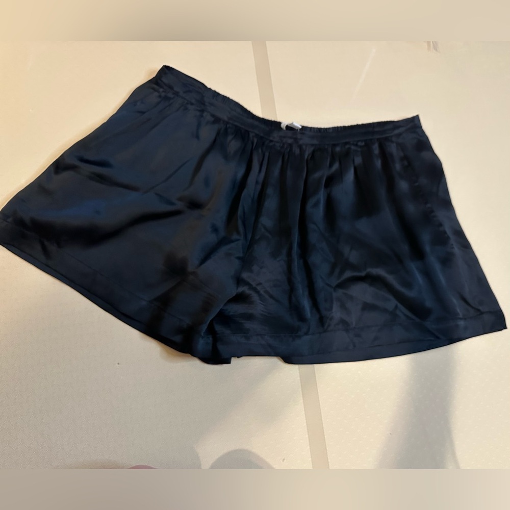 PJK Patterson J. Kincaid X ManRepeller Black Silk Boxer style Shorts Relaxed Fit